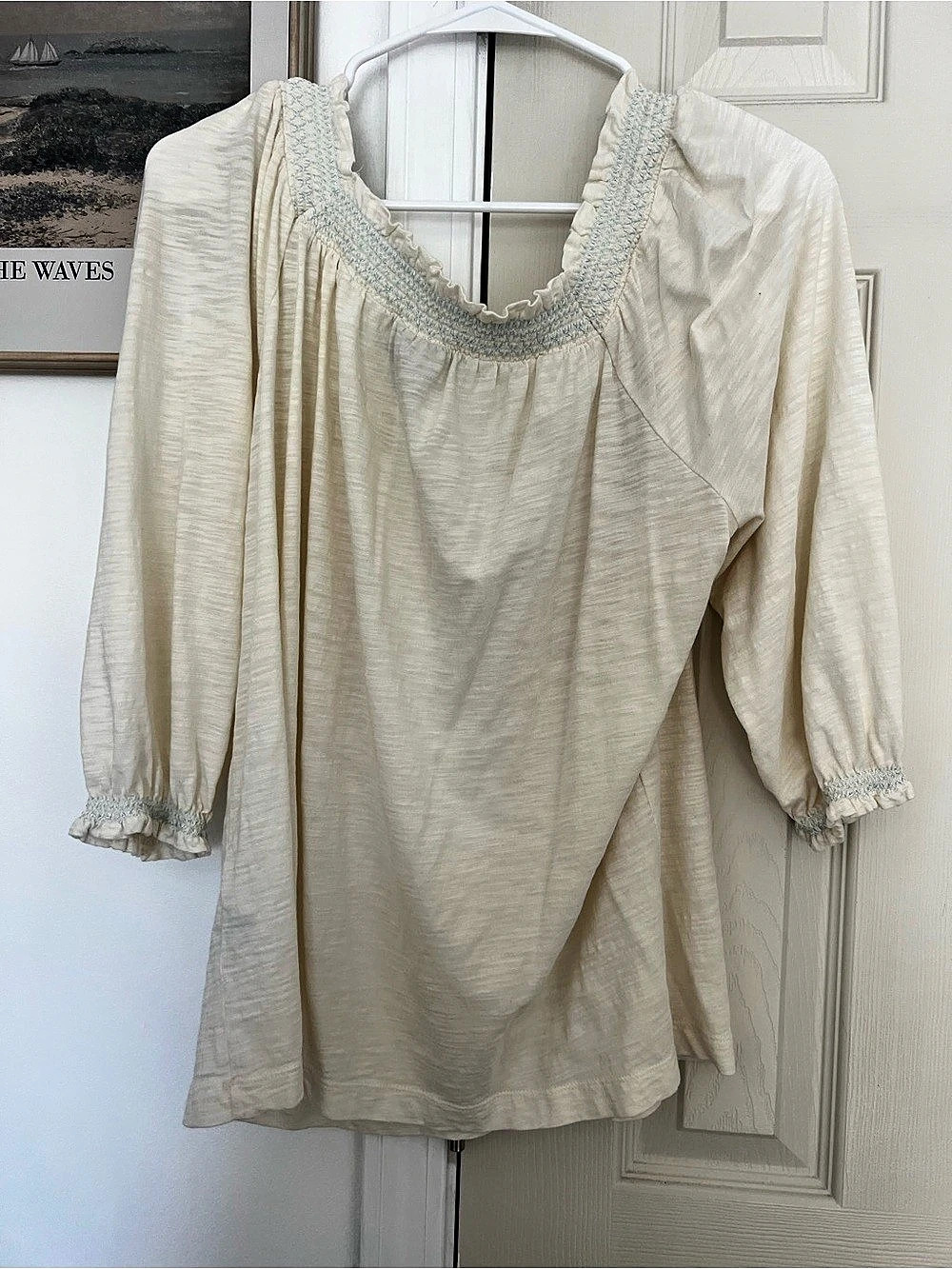Style&Co. Cream Crochet Neck Blouse Size Large